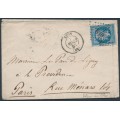 FRANCE - 1858 20c blue on lilac Napoléon III, on cover – Michel # 13Ig