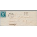 FRANCE - 1858 20c blue on bluish Napoléon III, on cover – Michel # 13Ie
