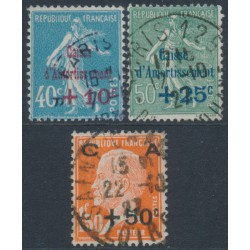 FRANCE - 1927 Caisse d’Amortissement set of 3, used – Michel # 226-228