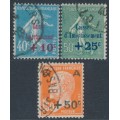 FRANCE - 1927 Caisse d’Amortissement set of 3, used – Michel # 226-228