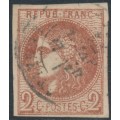 FRANCE - 1870 2c brown Cérès (Bordeaux printing), imperforate, used – Michel # 37a