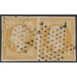 FRANCE - 1853 10c brown Napoléon, type I, imperforate pair, used – Michel # 12Ia FRANCE - 1853 10c brown Napoléon, type I, imperforate pair, used – Michel # 12Ia
