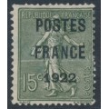 FRANCE - 1922 15c green Semeuse, POSTES FRANCE 1922 pre-cancel, MNG – Michel # 109VbII