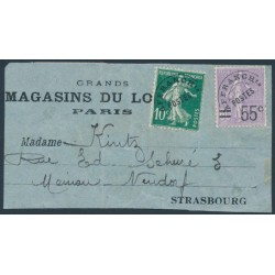 FRANCE - 1926 55c & 10c pre-cancels on a Magasins du Louvre label – Michel # 141IIVc+199