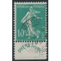 FRANCE - 1921 10c green Semeuse with Phena advertising, used – Michel # 141IB