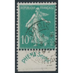 FRANCE - 1921 10c green Semeuse with Phena advertising, used – Michel # 141IB