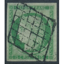 FRANCE - 1850 15c green Cérès, imperforate, used – Michel # 2a