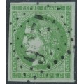 FRANCE - 1870 5c green Cérès (Bordeaux printing), imperforate, used – Michel # 39a
