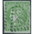 FRANCE - 1870 5c green Cérès (Bordeaux printing), imperforate, used – Michel # 39a