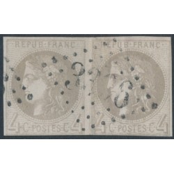 FRANCE - 1870 4c grey Cérès (Bordeaux printing), imperforate pair, used – Michel # 38a FRANCE - 1870 4c grey Cérès (Bordeaux printing), imperforate pair, used – Michel # 38a