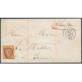 FRANCE - 1850 40c orange Cérès, imperforate, used on cover – Michel # 5a