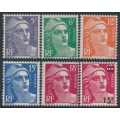 FRANCE - 1951 Marianne (Gandon) set, MNH – Michel # 901-905+986