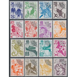 FRANCE - 1977 Zodiac & Mushrooms set of 16 pre-cancels, MNH – Yvert # PO146-PO161