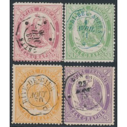 FRANCE - 1868 25c to 2Fr Telegraph Stamps set, perf. 12½:12½, used – Michel # T5-T8