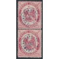 FRANCE - 1868 25c carmine-red Telegraph Stamp, perf. 12½:12½, pair, used – Michel # T5