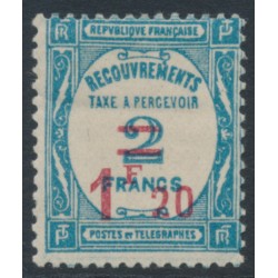 FRANCE - 1929 1.20Fr on 2Fr blue Postage Due, MH – Michel # P62
