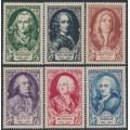 FRANCE - 1949 Famous Frenchmen set of 6, MNH – Michel # 871-876