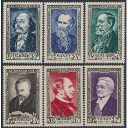 FRANCE - 1952 Famous Frenchmen set of 6, MNH – Michel # 948-953