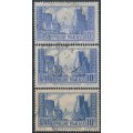 FRANCE - 1929 10Fr blue Port de la Rochelle, the three different types, used – Michel # 241