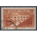 FRANCE - 1929 20Fr red-brown Pont du Gard (type I), perf. 13½:13, used – Michel # 242A
