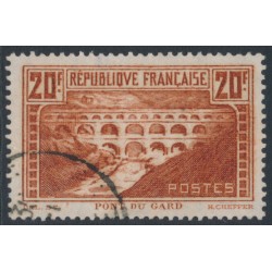 FRANCE - 1929 20Fr red-brown Pont du Gard (type I), perf. 13½:13, used – Michel # 242A