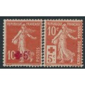FRANCE - 1914 10c+5c Red Cross overprints set of 2, MH – Michel # 125a+126