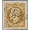 FRANCE - 1852 10c yellow-bistre President Napoléon, imperforate, used – Michel # 8a