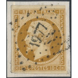 FRANCE - 1852 10c yellow-bistre President Napoléon, imperforate, used – Michel # 8a