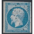 FRANCE - 1853 25c blue Napoléon, imperforate, used – Michel # 14