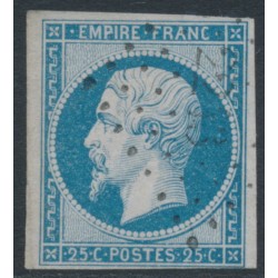 FRANCE - 1853 25c blue Napoléon, imperforate, used – Michel # 14