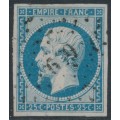 FRANCE - 1853 25c blue Napoléon, imperforate, used – Michel # 14