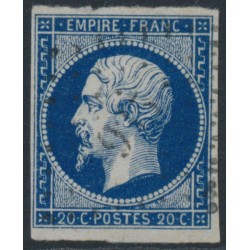 FRANCE - 1854 20c very deep blue Napoléon, imperforate, used – Michel # 13Ic