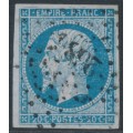 FRANCE - 1854 20c blue on lilac-blue Napoléon, imperforate, used – Michel # 13Ig