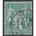 FRANCE - 1876 1c green Peace & Commerce, type I, used – Michel # 56I