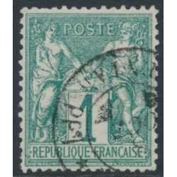 FRANCE - 1876 1c green Peace & Commerce, type I, used – Michel # 56I