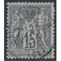 FRANCE - 1876 15c lilac-grey Peace & Commerce, type I, used – Michel # 61I