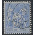 FRANCE - 1876 25c ultramarine Peace & Commerce, type I, used – Michel # 63I