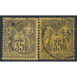 FRANCE - 1878 35c black-violet P&C, both paper colours, used – Michel # 75a+75b