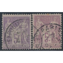FRANCE - 1877 5Fr violet & red-purple Peace & Commerce, used – Michel # 76
