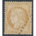 FRANCE - 1870 10c yellow-brown Cérès, perf. 14:13½, used – Michel # 33