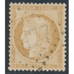 FRANCE - 1870 10c yellow-brown Cérès, perf. 14:13½, used – Michel # 33