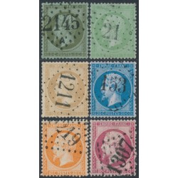 FRANCE - 1862 1c to 80c Napoléon set of 6, without laurels, used – Michel # 18-23