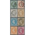FRANCE - 1862 1c to 80c Napoléon set of 8, with laurels, used – Michel # 24-31