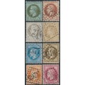 FRANCE - 1862 1c to 80c Napoléon set of 8, with laurels, used – Michel # 24-31