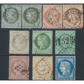 FRANCE - 1871 1c to 25c Cérès set, thin inscriptions, used – Michel # 45-51
