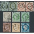 FRANCE - 1871 1c to 25c Cérès set, thin inscriptions, used – Michel # 45-51