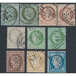 FRANCE - 1871 1c to 25c Cérès set, thin inscriptions, used – Michel # 45-51