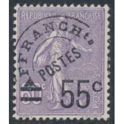 FRANCE - 1926 55c on 60c purple Semeuse, pre-cancel, MH – Michel # 199