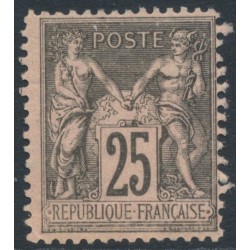 FRANCE - 1886 25c black on rose Peace & Commerce, MH – Michel # 80