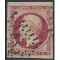 FRANCE - 1853 1Fr carmine Napoléon, imperforate, used – Michel # 17a